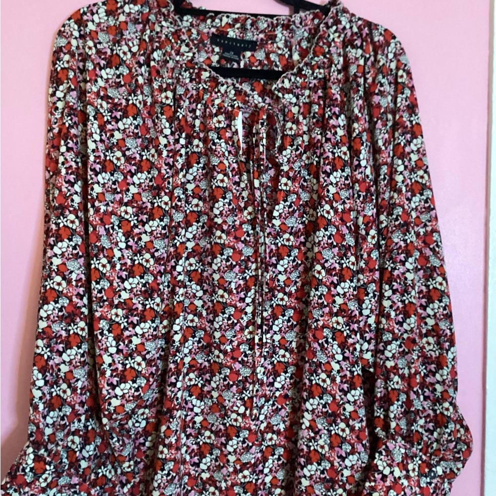 Sanctuary Floral Blouse - Red and Black